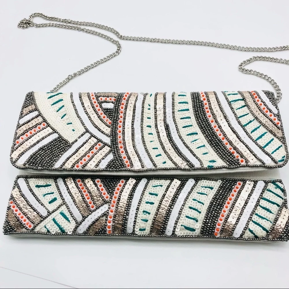Boho Handmade Beaded Clutch or Crossbody Bag